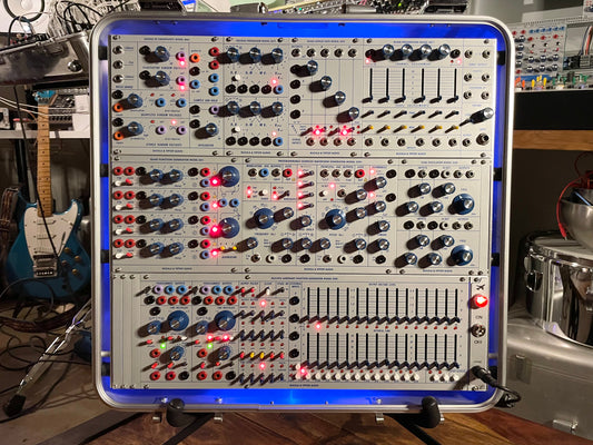Buchla Tiptop 200t series with BPNYC ZERO Halliburton Eurorack Modular Travel Case 82hp 9U Streamlined