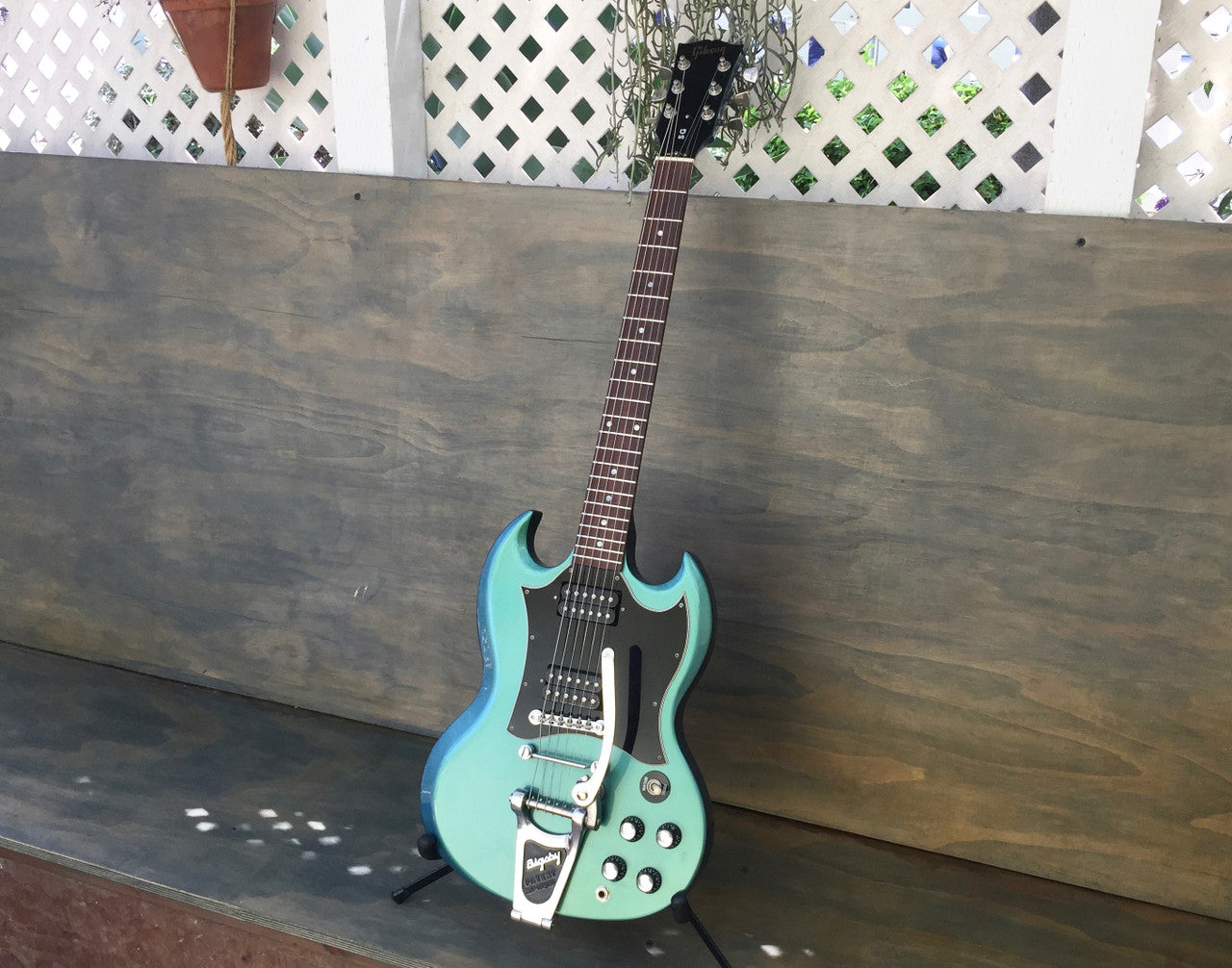 Gibson SG Blue Teal “Flip Flop” w/Bigsby B3 & Towner Down Tension Bar