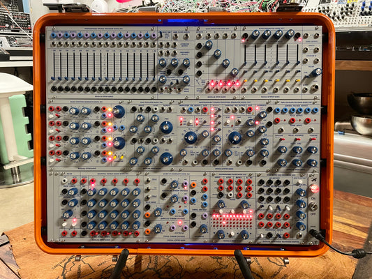 Buchla Tiptop 200t series with BPNYC ZERO Halliburton Eurorack Modular Travel Case 9U #3 ORANGE Pre-Order