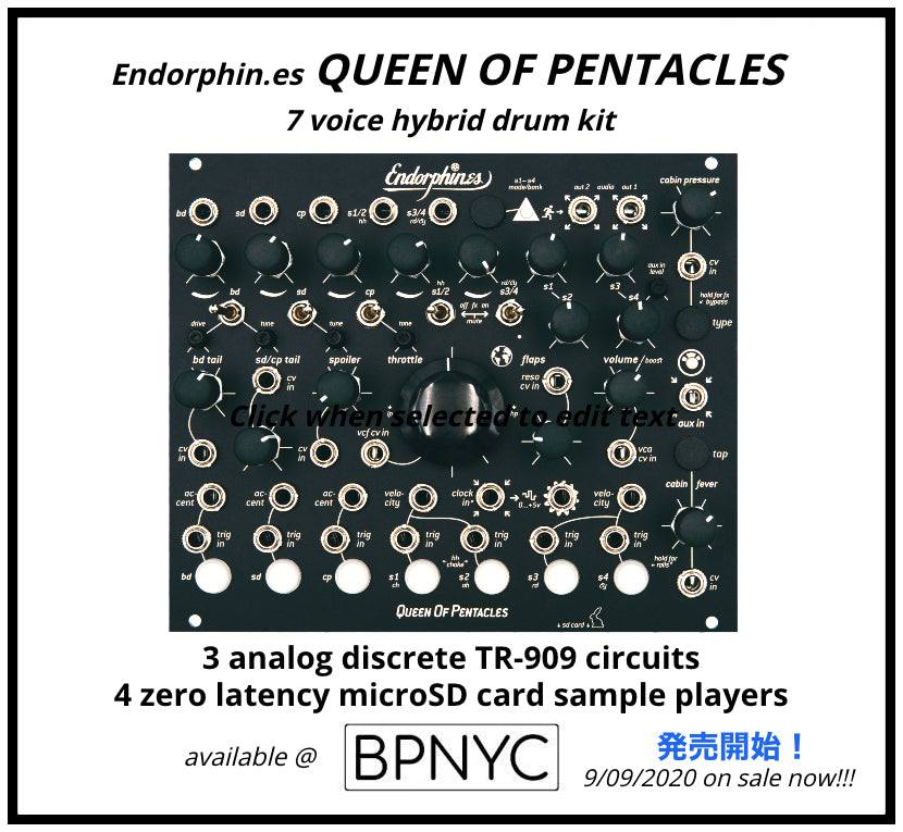 HAPPY 909 day!!! introducing “Endorphin.es QUEEN OF PENTACLES” -7 voice hybrid drum kit-