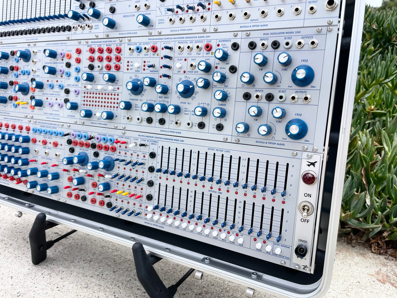Buchla Tiptop 200t series with BPNYC ZERO Halliburton Eurorack Modular Travel Case SILVER 122hp 9U w/MARF