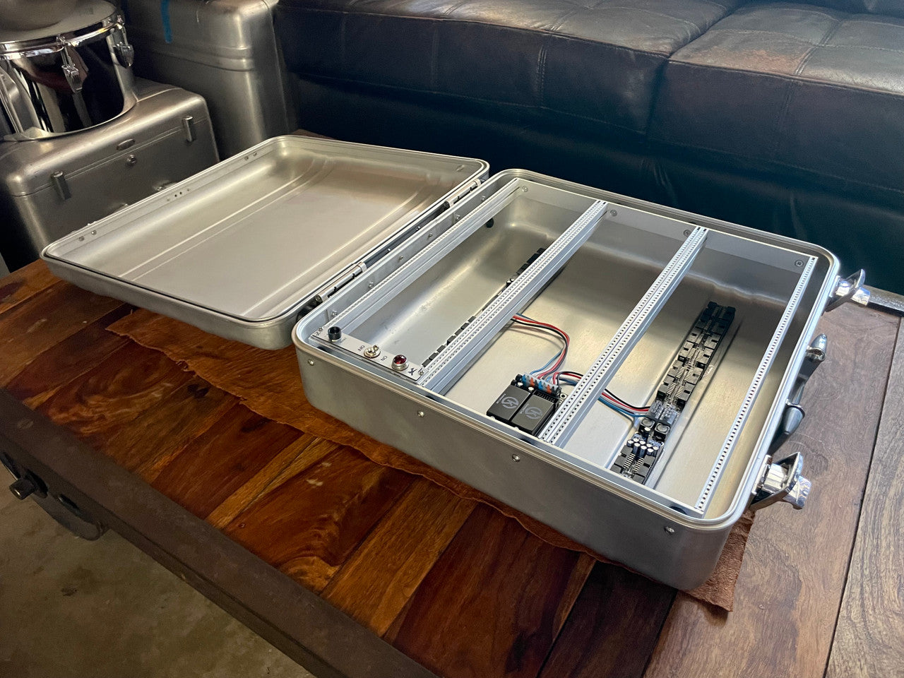 Buchla Tiptop 200t series with BPNYC ZERO Halliburton Eurorack Modular Travel Case 82hp 9U Streamlined