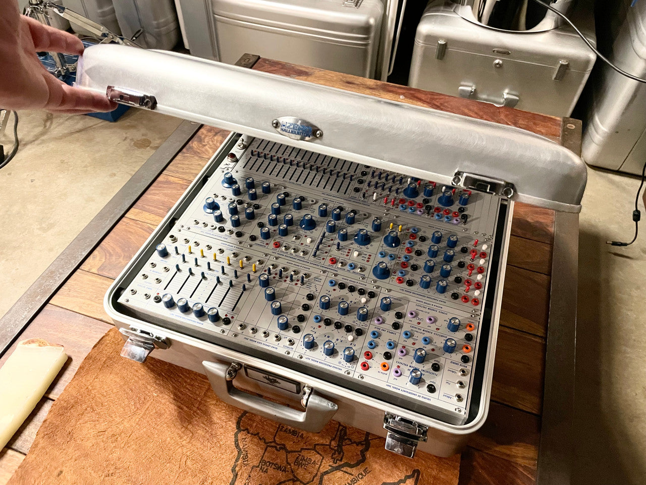 Buchla Tiptop 200t series with BPNYC ZERO Halliburton Eurorack Modular Travel Case 82hp 9U Streamlined