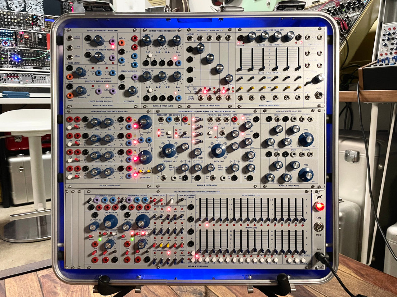 Buchla Tiptop 200t series with BPNYC ZERO Halliburton Eurorack Modular Travel Case 82hp 9U Streamlined