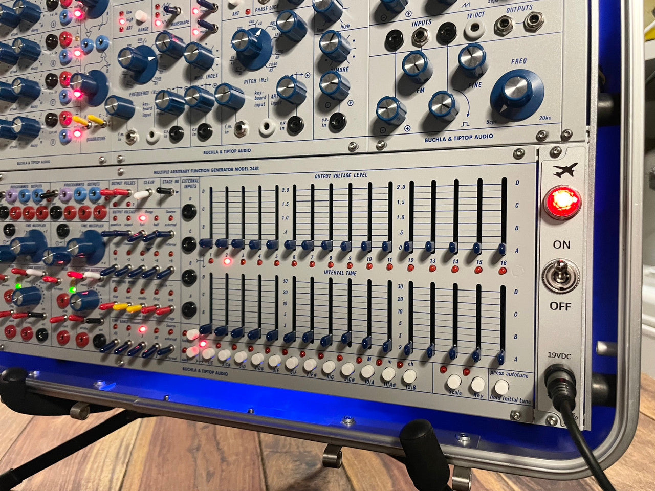 Buchla Tiptop 200t series with BPNYC ZERO Halliburton Eurorack Modular Travel Case 82hp 9U Streamlined