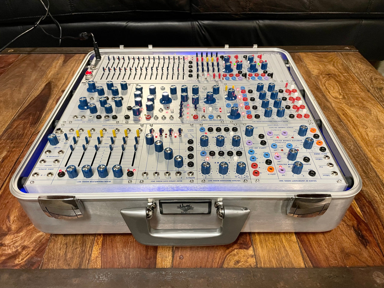 Buchla Tiptop 200t series with BPNYC ZERO Halliburton Eurorack Modular Travel Case 82hp 9U Streamlined
