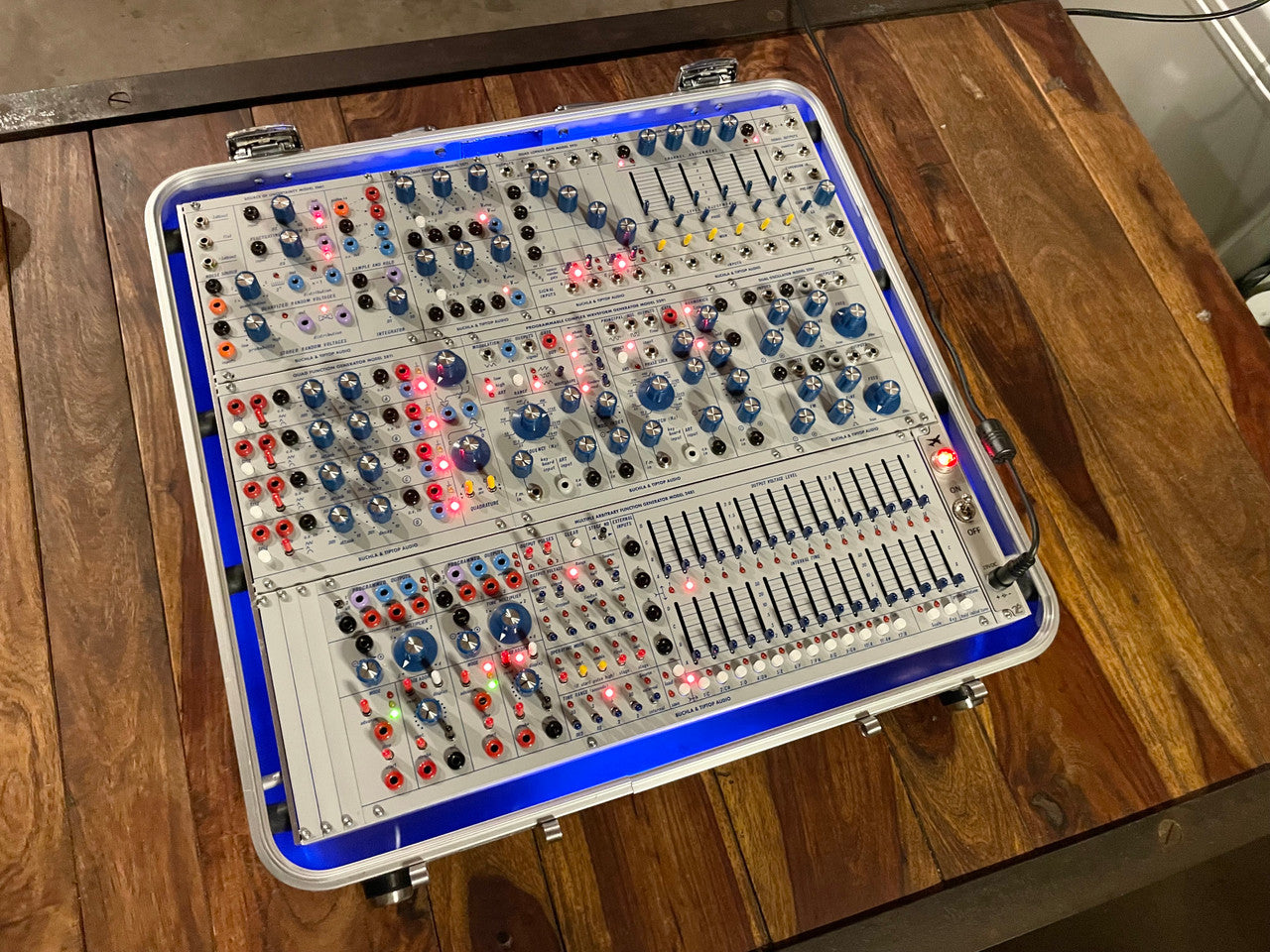 Buchla Tiptop 200t series with BPNYC ZERO Halliburton Eurorack Modular Travel Case 82hp 9U Streamlined