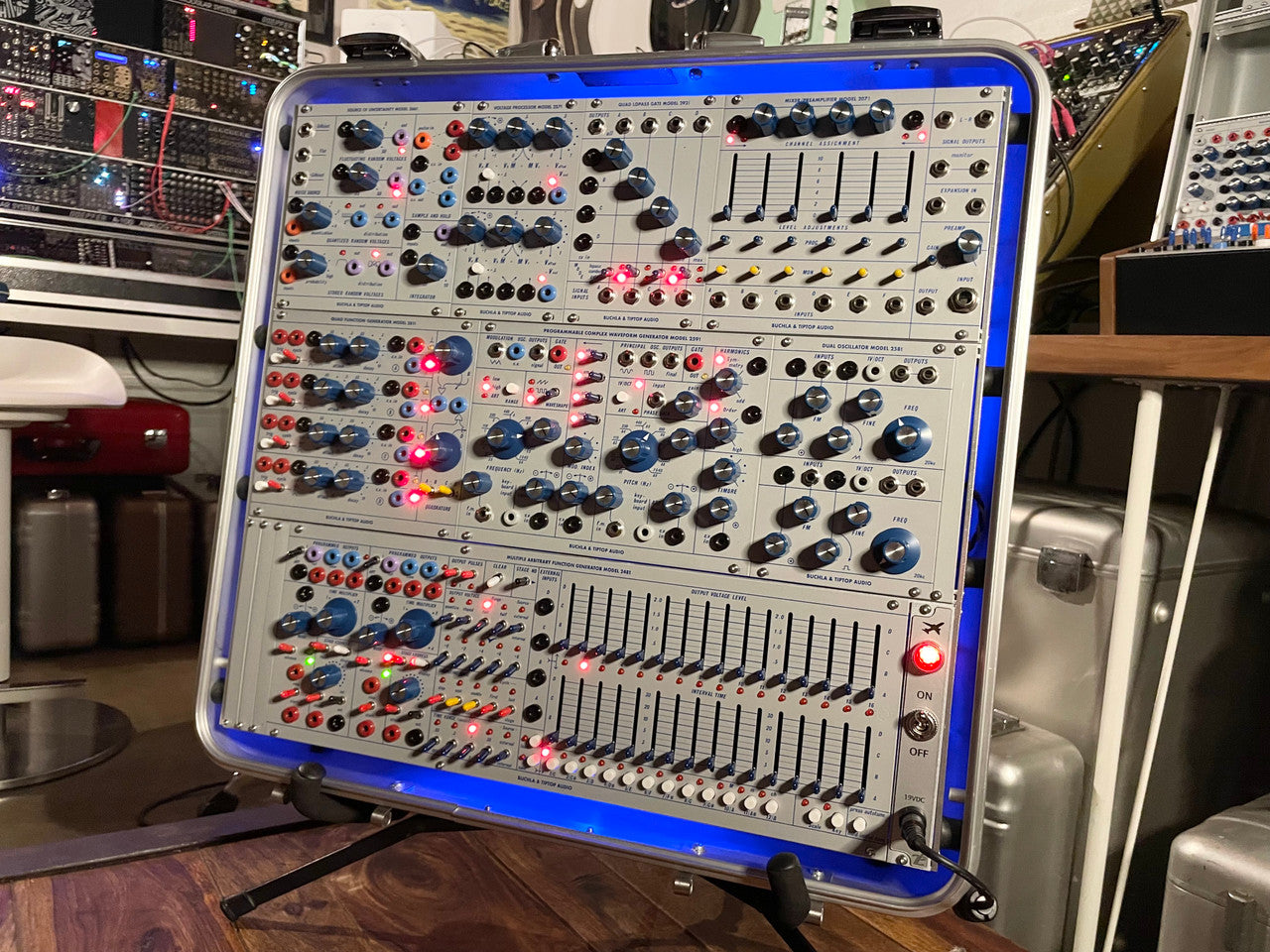 Buchla Tiptop 200t series with BPNYC ZERO Halliburton Eurorack Modular Travel Case 82hp 9U Streamlined