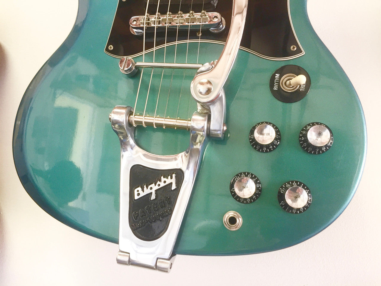 Gibson SG Blue Teal “Flip Flop” w/Bigsby B3 & Towner Down Tension Bar
