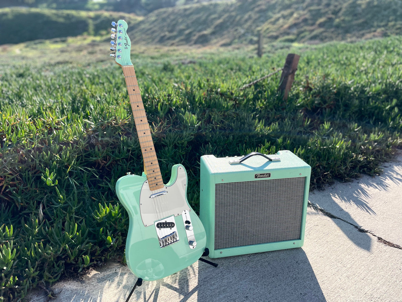 Fender FSR Telecaster Surf green matching headstock w/ matching Fender Blues Jr.