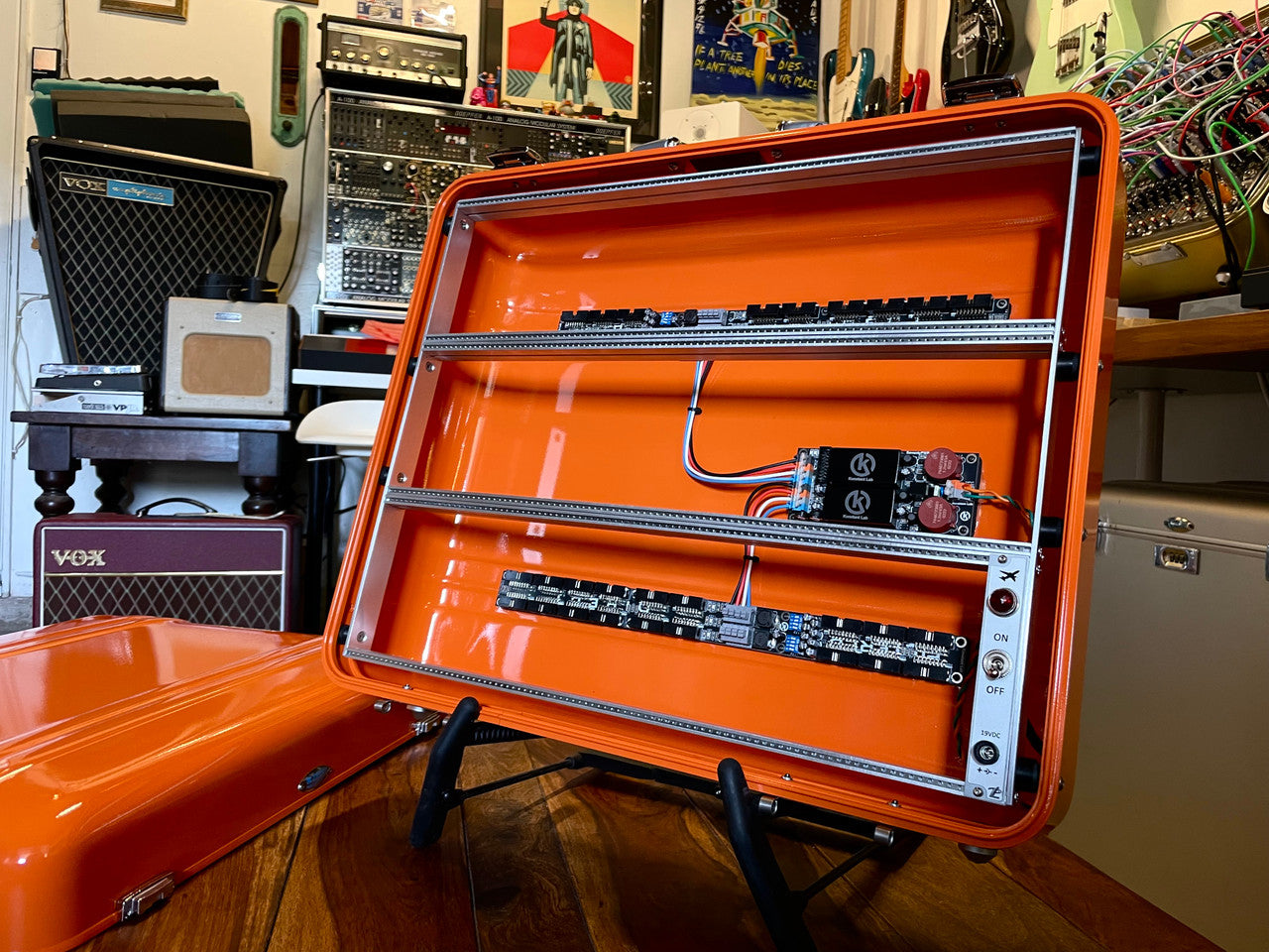 Buchla Tiptop 200t series with BPNYC ZERO Halliburton Eurorack Modular Travel Case 9U #3 ORANGE Pre-Order