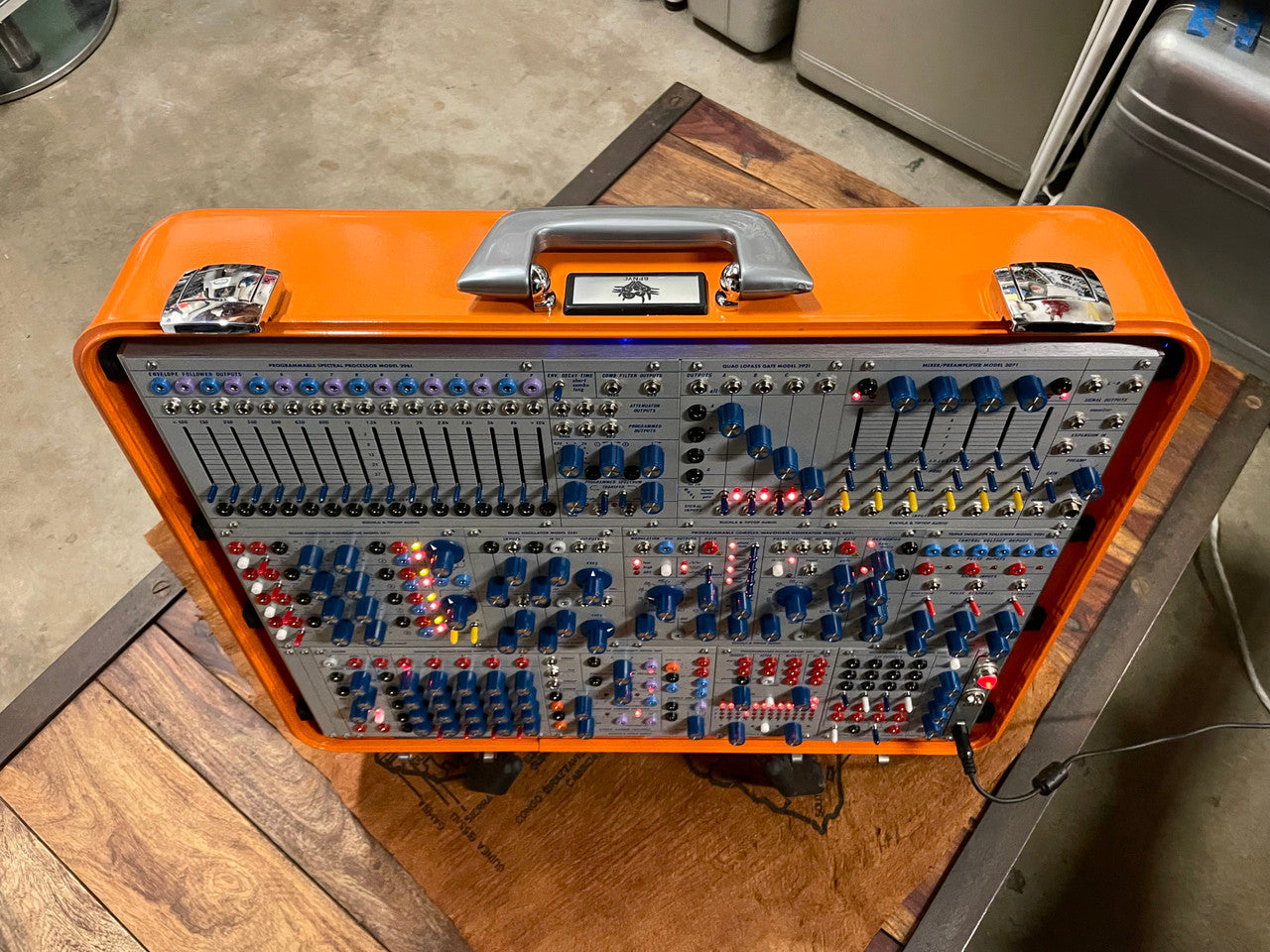 Buchla Tiptop 200t series with BPNYC ZERO Halliburton Eurorack Modular Travel Case 9U #3 ORANGE Pre-Order