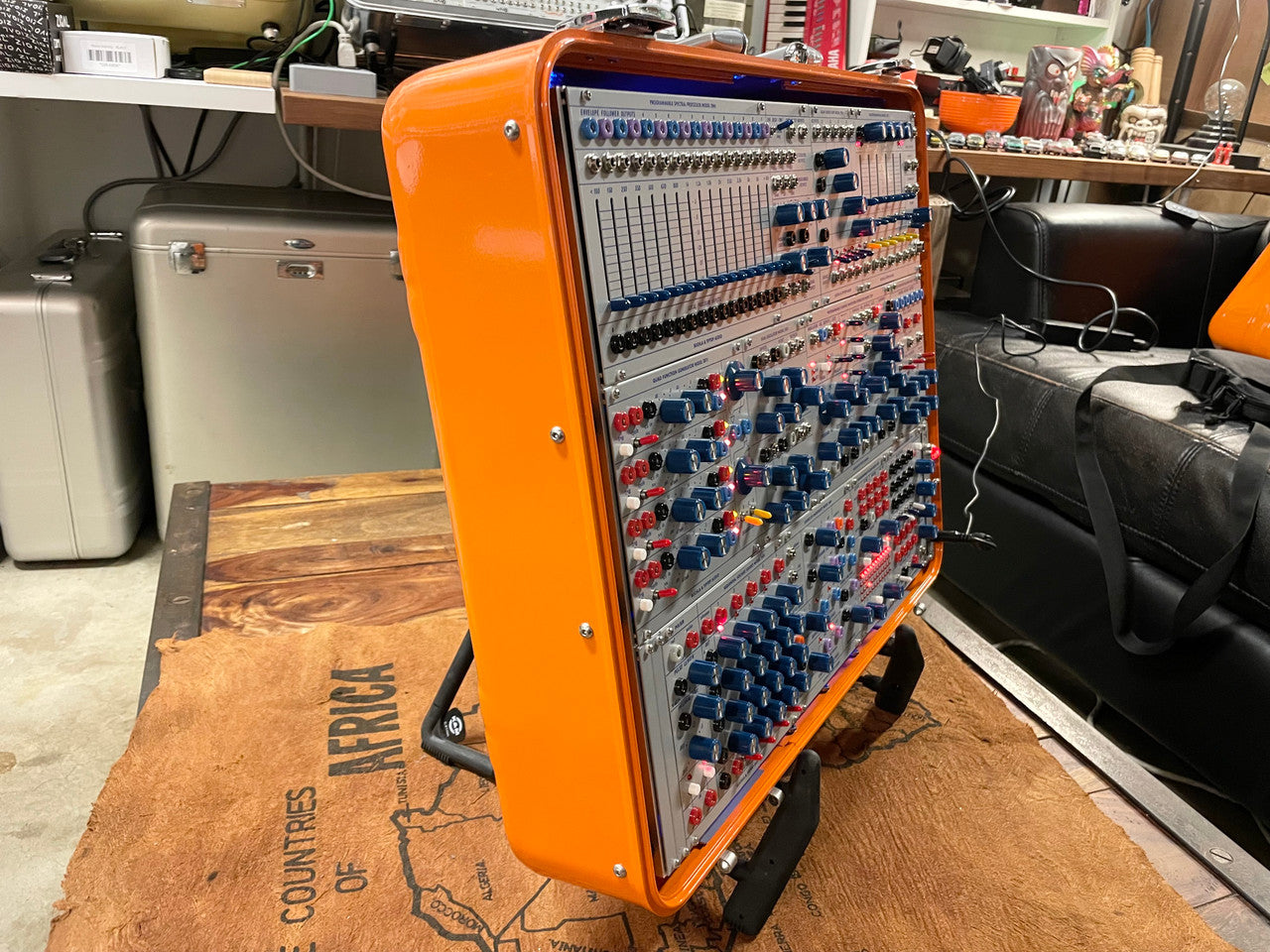 Buchla Tiptop 200t series with BPNYC ZERO Halliburton Eurorack Modular Travel Case 9U #3 ORANGE Pre-Order