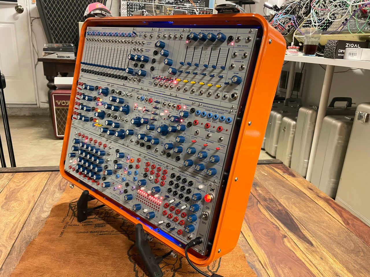Buchla Tiptop 200t series with BPNYC ZERO Halliburton Eurorack Modular Travel Case 9U #3 ORANGE Pre-Order