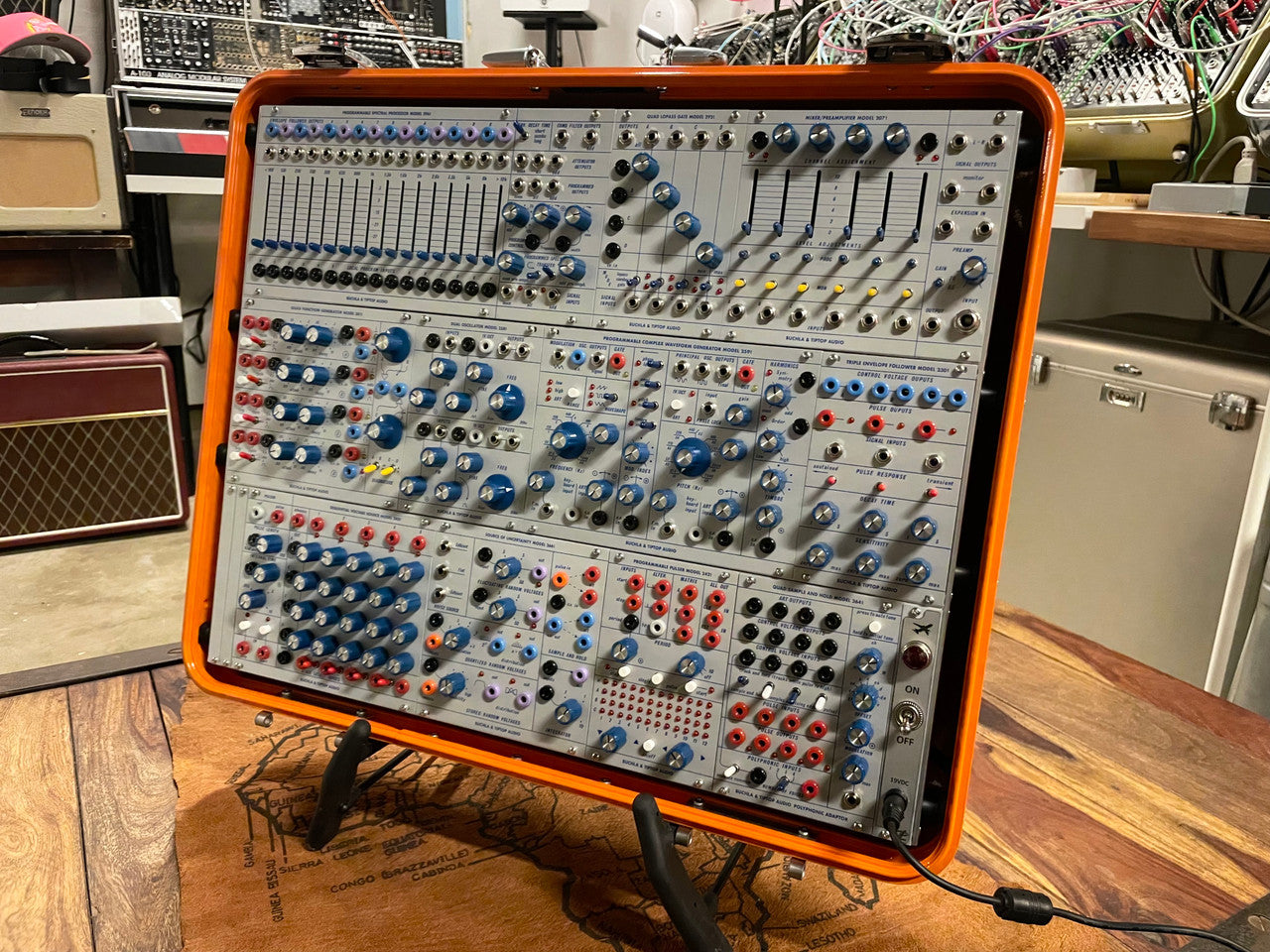Buchla Tiptop 200t series with BPNYC ZERO Halliburton Eurorack Modular Travel Case 9U #3 ORANGE Pre-Order