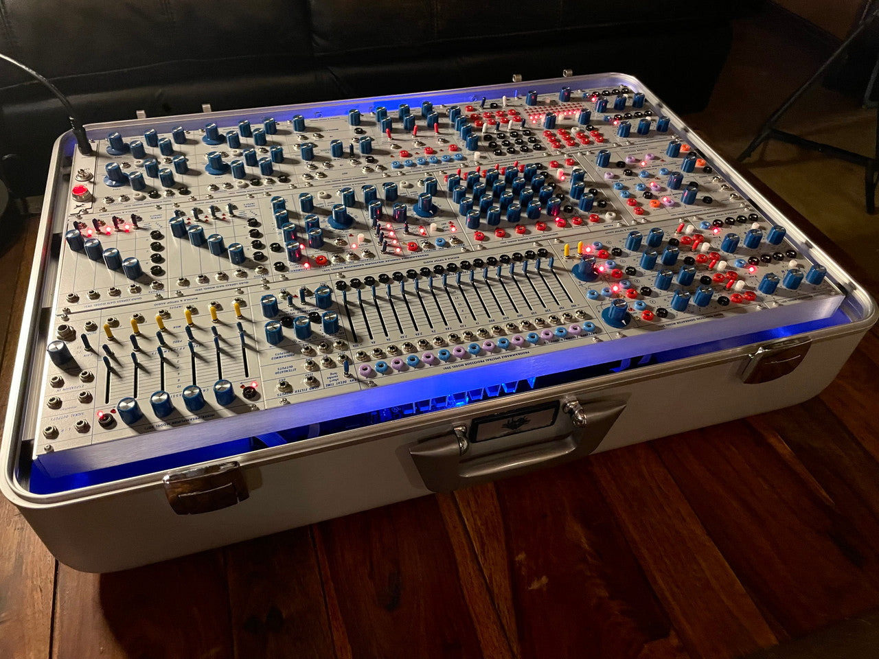 Buchla Tiptop 200t series with BPNYC ZERO Halliburton Eurorack Modular Travel Case SILVER 122hp 9U