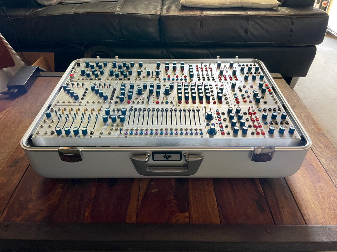 Buchla Tiptop 200t series with BPNYC ZERO Halliburton Eurorack Modular Travel Case SILVER 122hp 9U
