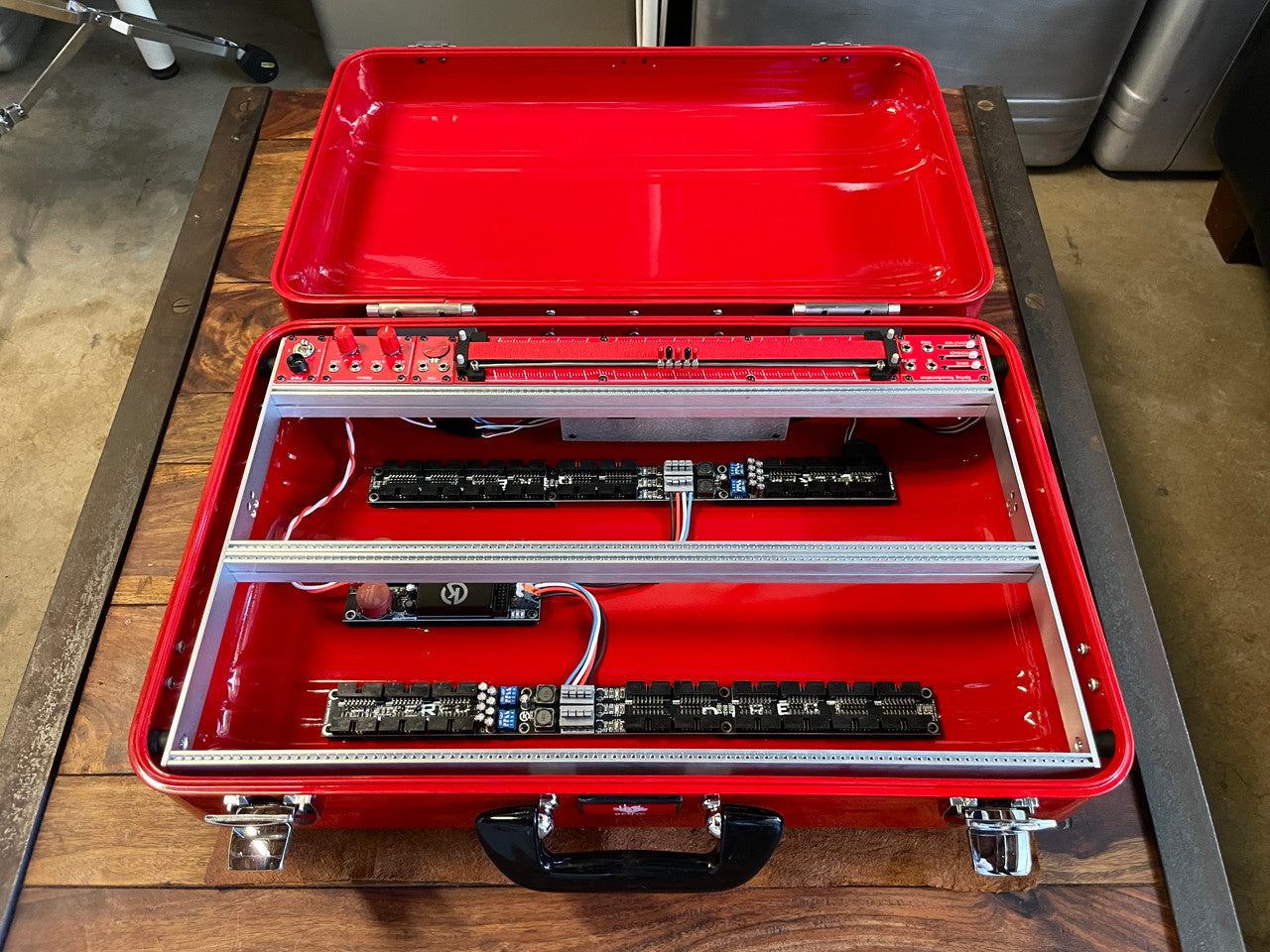 Buchla Tiptop 200t series with BPNYC ZERO Halliburton Eurorack Modular Travel Case 7U "REDRUM" #2 Pre-Order
