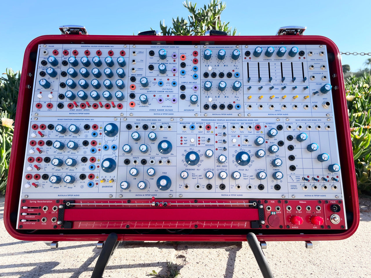 Buchla Tiptop 200t series with BPNYC ZERO Halliburton Eurorack Modular Travel Case 7U "REDRUM" Pre-Order