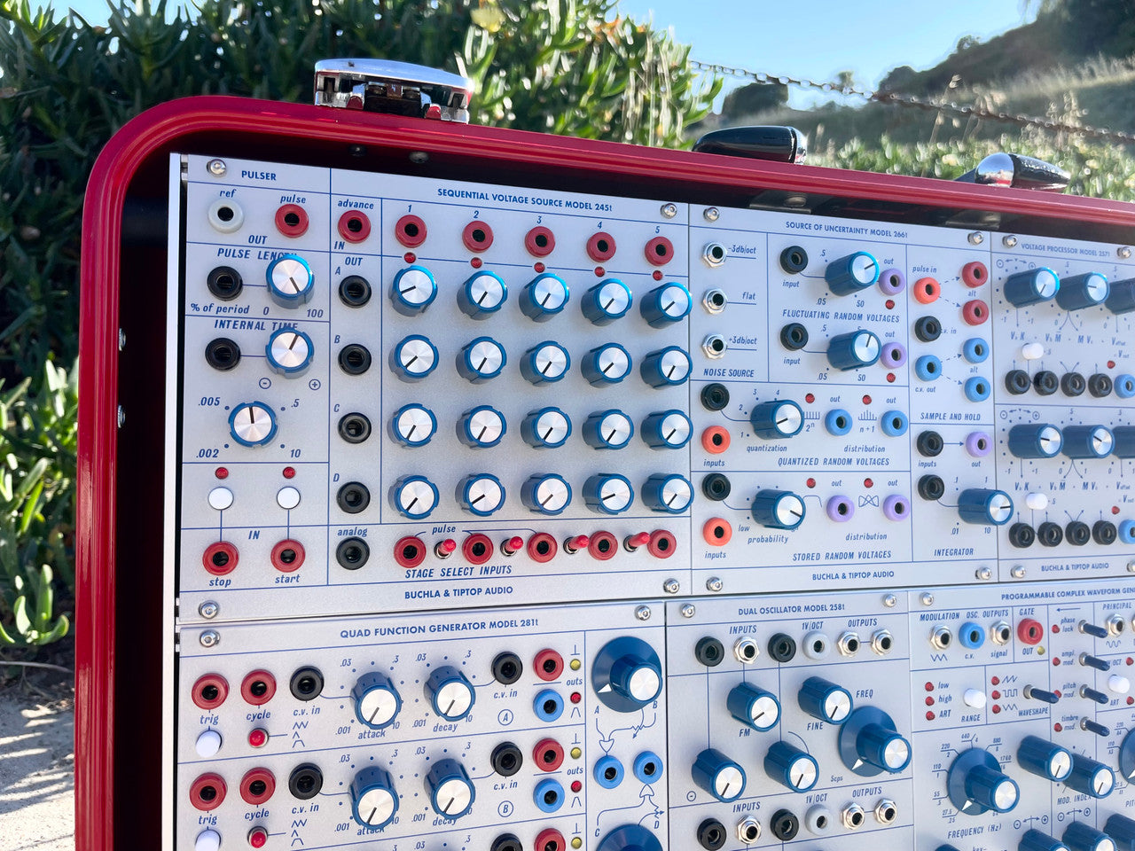 Buchla Tiptop 200t series with BPNYC ZERO Halliburton Eurorack Modular Travel Case 7U "REDRUM" Pre-Order