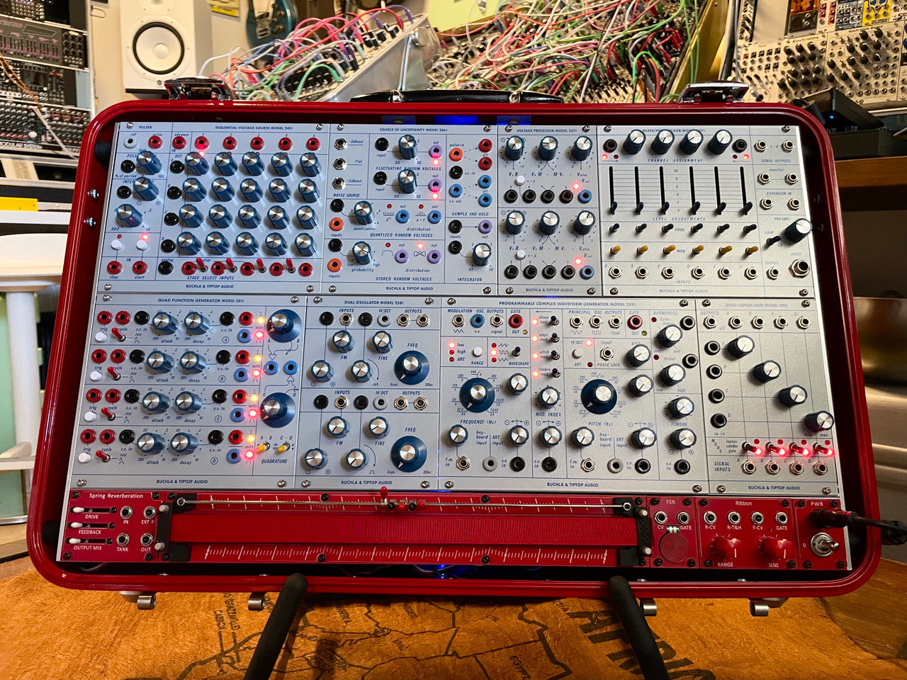 Buchla Tiptop 200t series with BPNYC ZERO Halliburton Eurorack Modular Travel Case 7U "REDRUM" Pre-Order
