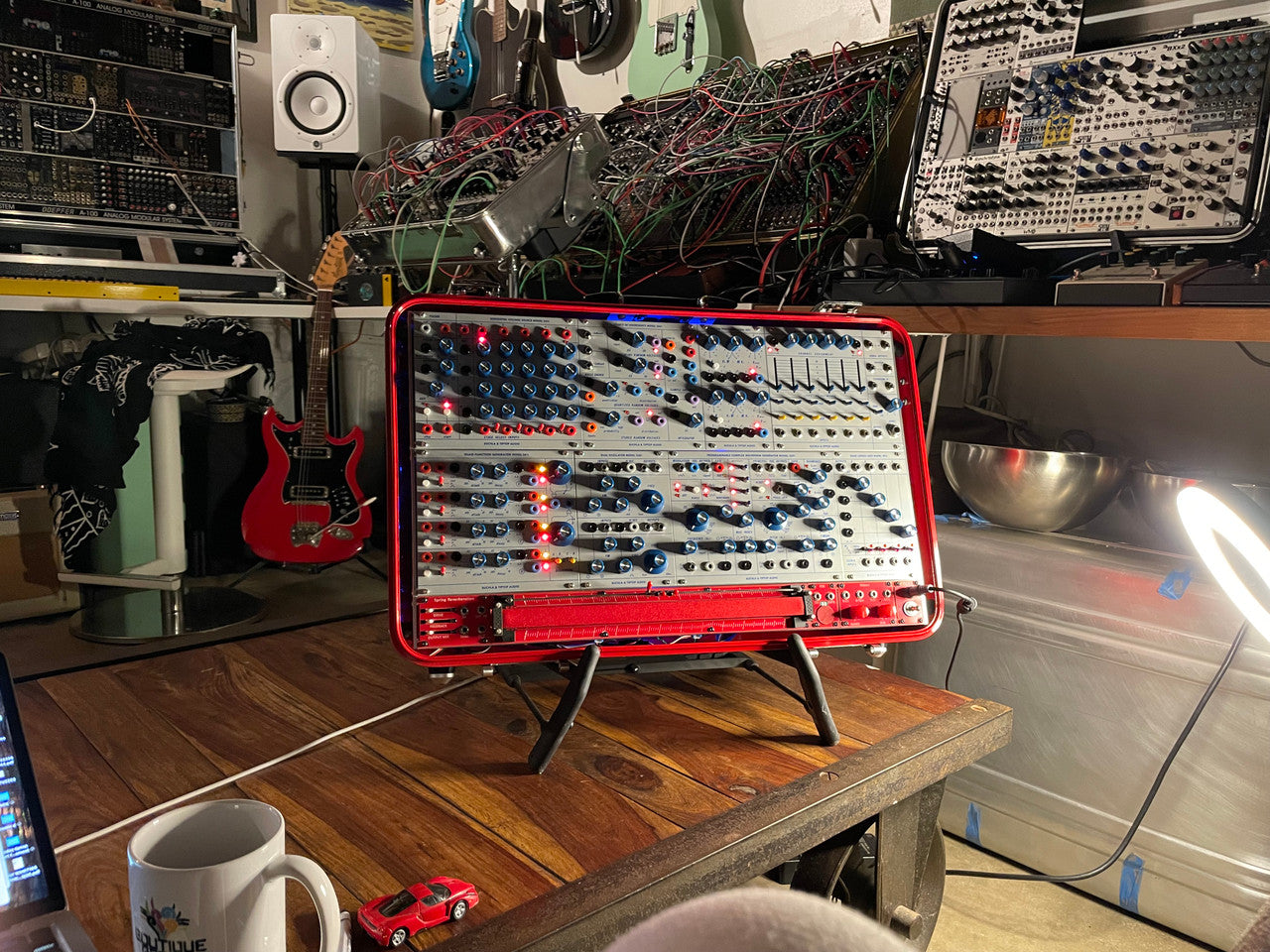 Buchla Tiptop 200t series with BPNYC ZERO Halliburton Eurorack Modular Travel Case 7U "REDRUM" Pre-Order