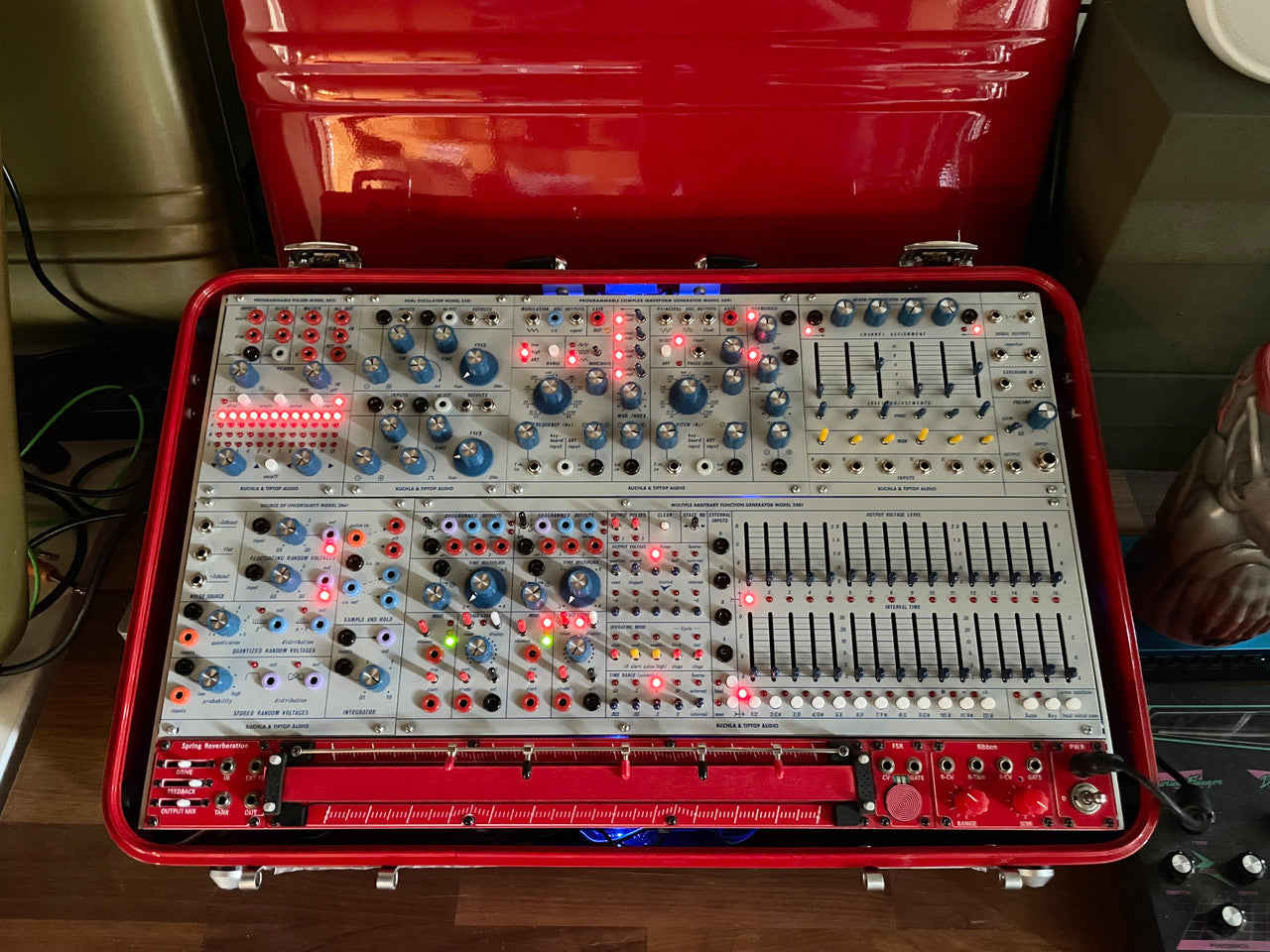 Buchla Tiptop 200t series with BPNYC ZERO Halliburton Eurorack Modular Travel Case 7U "REDRUM" #2 Pre-Order