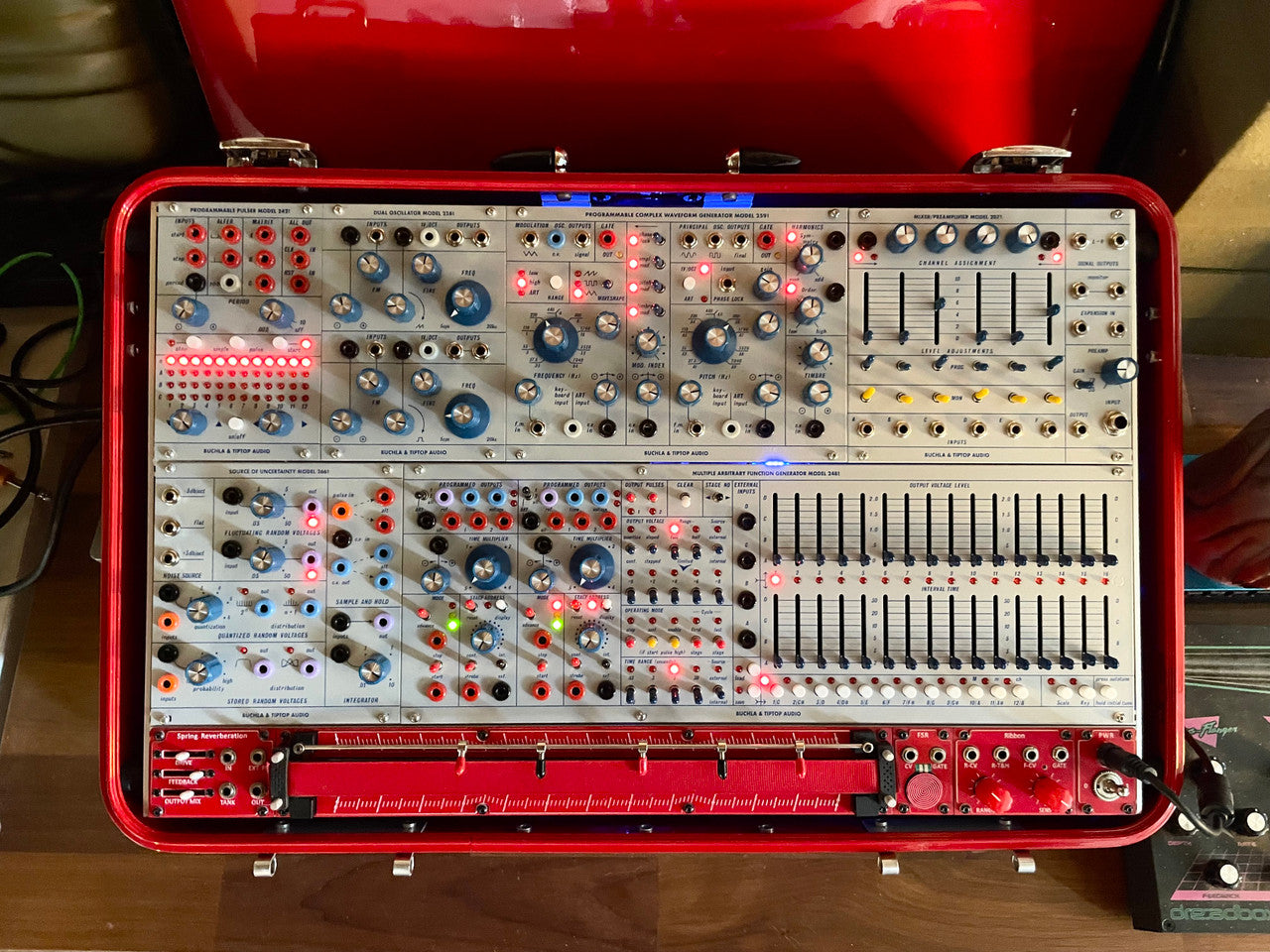 Buchla Tiptop 200t series with BPNYC ZERO Halliburton Eurorack Modular Travel Case 7U "REDRUM" #2 Pre-Order