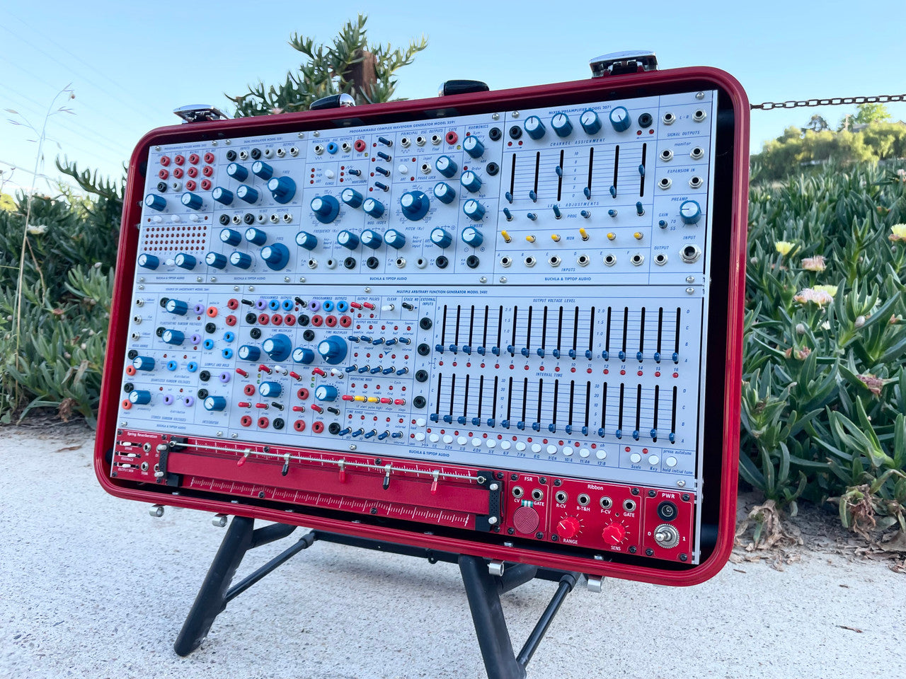 Buchla Tiptop 200t series with BPNYC ZERO Halliburton Eurorack Modular Travel Case 7U "REDRUM" #2 Pre-Order