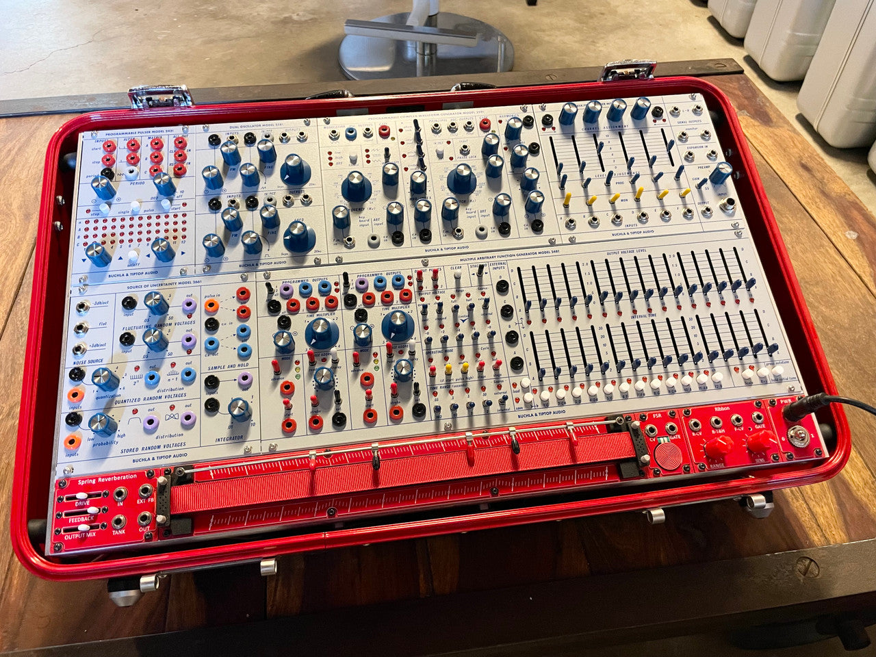 Buchla Tiptop 200t series with BPNYC ZERO Halliburton Eurorack Modular Travel Case 7U "REDRUM" #2 Pre-Order