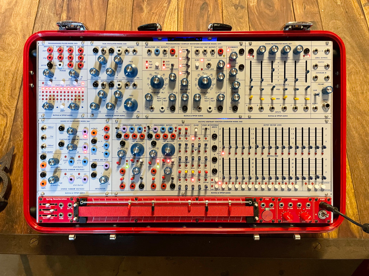 Buchla Tiptop 200t series with BPNYC ZERO Halliburton Eurorack Modular Travel Case 7U "REDRUM" #2 Pre-Order