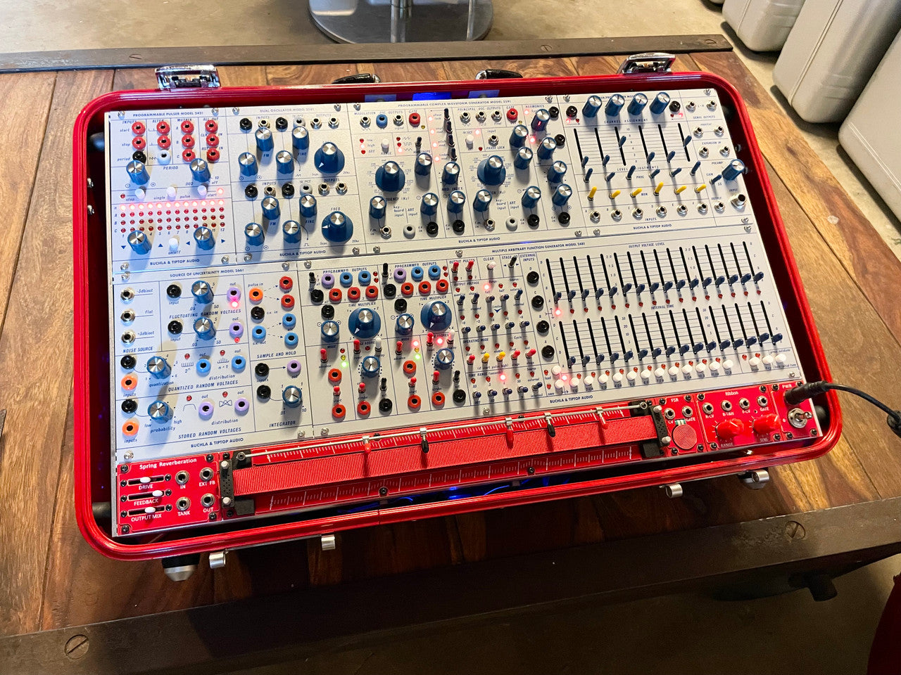Buchla Tiptop 200t series with BPNYC ZERO Halliburton Eurorack Modular Travel Case 7U "REDRUM" #2 Pre-Order