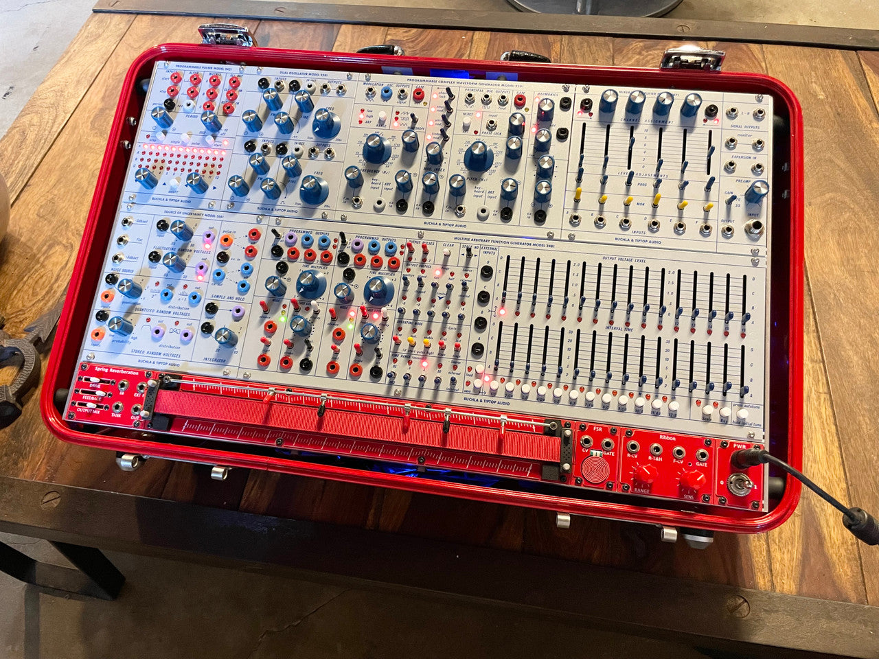 Buchla Tiptop 200t series with BPNYC ZERO Halliburton Eurorack Modular Travel Case 7U "REDRUM" #2 Pre-Order